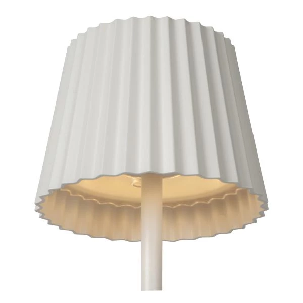 Lucide JUSTINE - Lampe de table Rechargeable Intérieur/Extérieur - Batterie/Piles - LED Dim. - 1x2W 2700K - IP54 - Avec station de charge sans fil - Blanc - détail 3